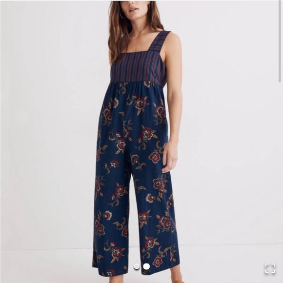 Madewell X Warm Print-mix Jumpsuit In Honolulu Hibiscus Size 6